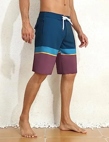 Nonwe Men's Swim Trunks with Compression Liner 2 in 1 Fast Dry Bathing Suits Cargo Surf Board Shorts with Pockets - 4