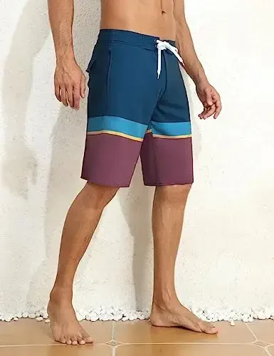 Nonwe Men's Swim Trunks with Compression Liner 2 in 1 Fast Dry Bathing Suits Cargo Surf Board Shorts with Pockets - 4