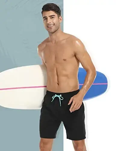 Nonwe Mens Swim Trunks with Compression Liner Quick Dry Hawaiian Bathing Suits 2 in 1 Board Shorts with Pockets - 4