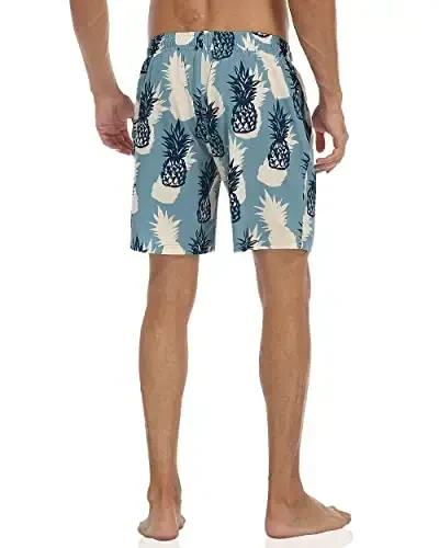 Nonwe Mens Swim Trunks with Compression Liner Quick Dry Hawaiian Bathing Suits 2 in 1 Board Shorts with Pockets - 3