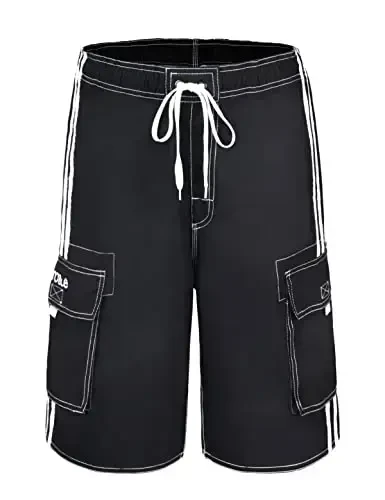 Nonwe Men's Beachwear Board Shorts Quick Dry with Mesh Lining Swim Trunks - 1