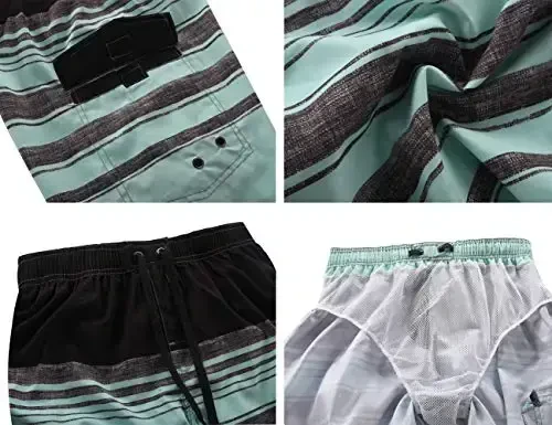 Nonwe Men's Beachwear Summer Holiday Swim Trunks Quick Dry Striped - 4