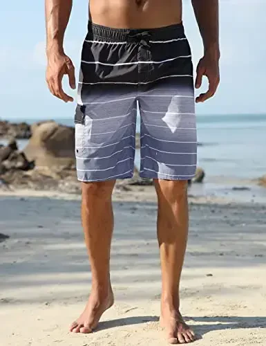 Nonwe Men's Beachwear Summer Holiday Swim Trunks Quick Dry Striped - 2