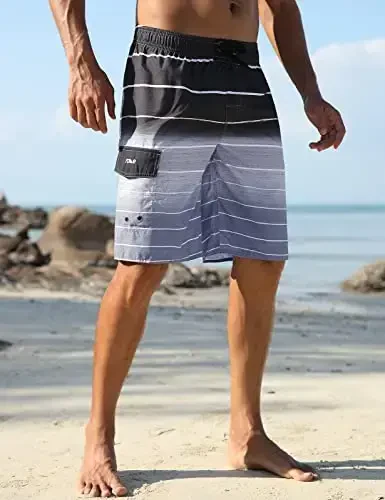 Nonwe Men's Beachwear Summer Holiday Swim Trunks Quick Dry Striped - 3