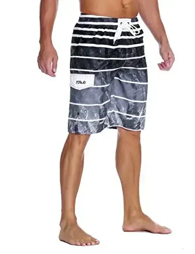 Nonwe Men's Beachwear Summer Holiday Swim Trunks Quick Dry Striped - 2
