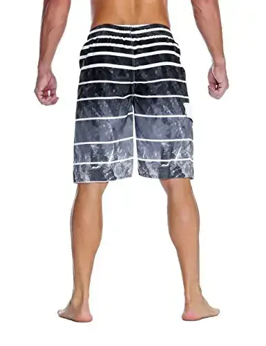 Nonwe Men's Beachwear Summer Holiday Swim Trunks Quick Dry Striped - 3