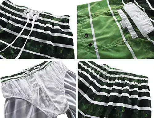 Nonwe Men's Beachwear Summer Holiday Swim Trunks Quick Dry Striped - 4