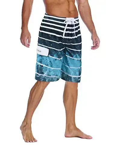 Nonwe Men's Beachwear Summer Holiday Swim Trunks Quick Dry Striped - NONWE (1)