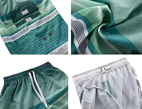 Nonwe Men's Beachwear Summer Holiday Swim Trunks Quick Dry Striped - 3