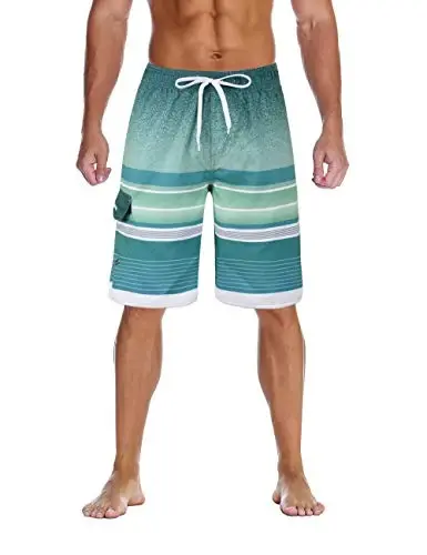 Nonwe Men's Beachwear Summer Holiday Swim Trunks Quick Dry Striped 