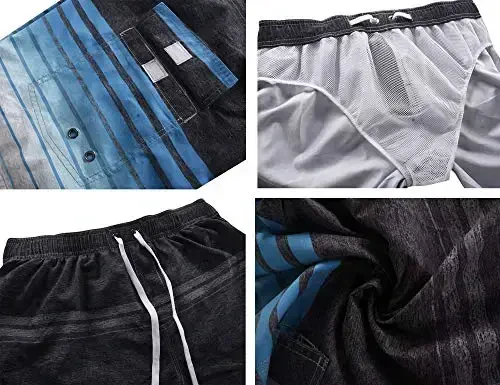 Nonwe Men's Beachwear Summer Holiday Swim Trunks Quick Dry Striped - 6