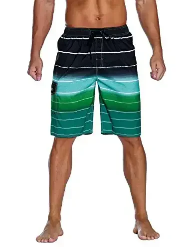 Nonwe Men's Beachwear Summer Holiday Swim Trunks Quick Dry Striped 