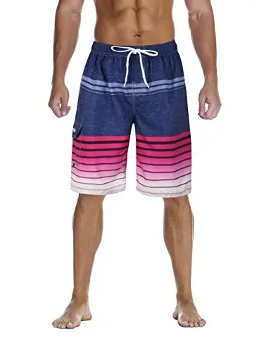 Nonwe Men's Beachwear Summer Holiday Swim Trunks Quick Dry Striped 