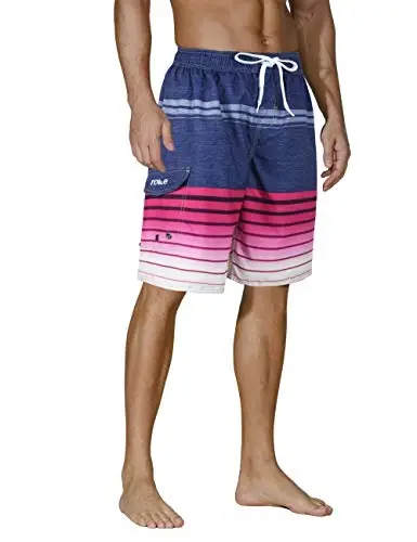 Nonwe Men's Beachwear Summer Holiday Swim Trunks Quick Dry Striped - NONWE (1)