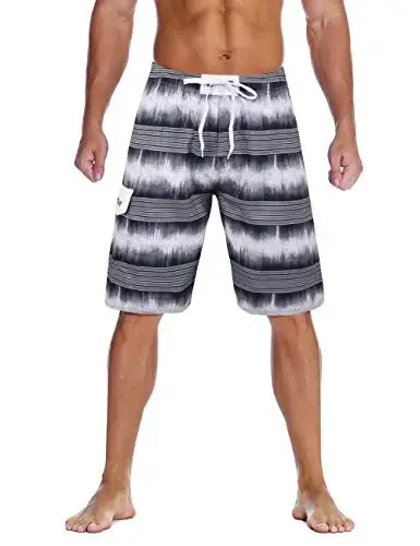 Nonwe Men's Beachwear Summer Holiday Swim Trunks Quick Dry Striped - 1