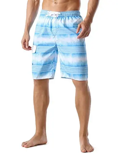 Nonwe Men's Beachwear Summer Holiday Swim Trunks Quick Dry Striped 