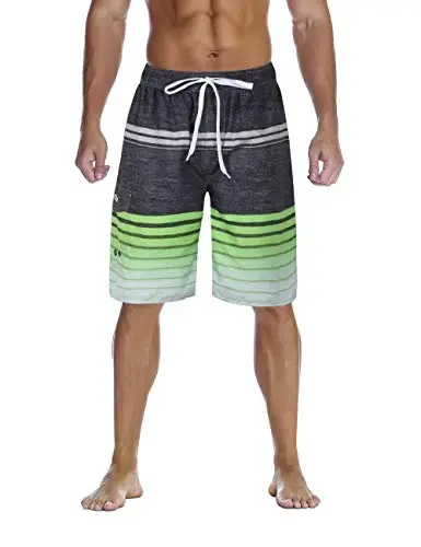 Nonwe Men's Beachwear Summer Holiday Swim Trunks Quick Dry Striped 