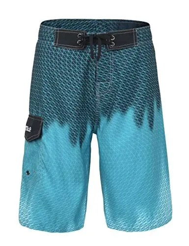 Nonwe Men's Swim Trunks Quick Dry Wave Pattern with Mesh Lining Board Shorts - 1