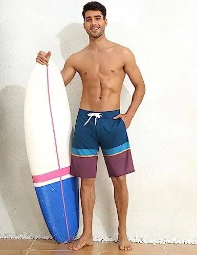 Nonwe Men's Swim Trunks with Compression Liner 2 in 1 Fast Dry Bathing Suits Cargo Surf Board Shorts with Pockets - NONWE (1)