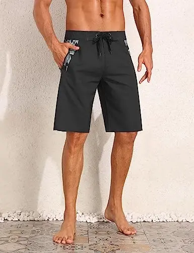 Nonwe Men's Swim Trunks with Compression Liner 2 in 1 Fast Dry Bathing Suits Cargo Surf Board Shorts with Pockets - 4