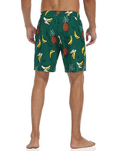 Nonwe Mens Swim Trunks with Compression Liner Quick Dry Hawaiian Bathing Suits 2 in 1 Board Shorts with Pockets - 3