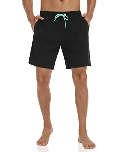 Nonwe Mens Swim Trunks with Compression Liner Quick Dry Hawaiian Bathing Suits 2 in 1 Board Shorts with Pockets - MODAZONE (1)
