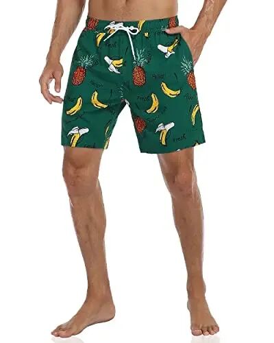 Nonwe Mens Swim Trunks with Compression Liner Quick Dry Hawaiian Bathing Suits 2 in 1 Board Shorts with Pockets - NONWE (1)
