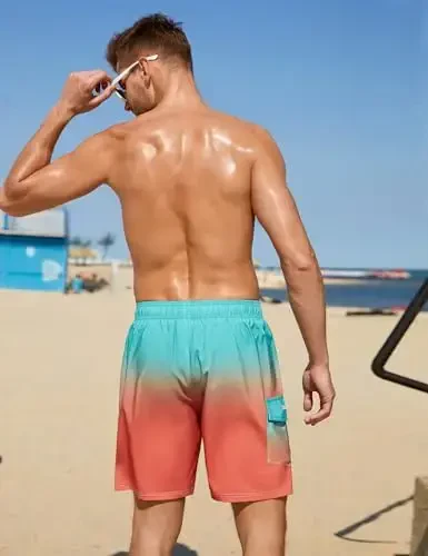 Nonwe Men's Swim Trunks with Compression Liner Quick Dry Water Sport Surf Beach Shorts with Pocket - 5