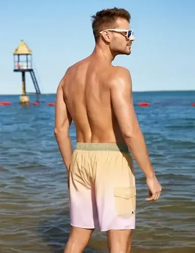 Nonwe Men's Swim Trunks with Compression Liner Quick Dry Water Sport Surf Beach Shorts with Pocket - 4