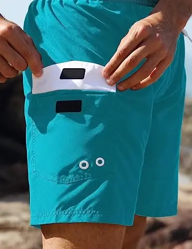 Nonwe Men's Swim Trunks with Compression Liner Quick Dry Water Sport Surf Beach Shorts with Pocket - 5
