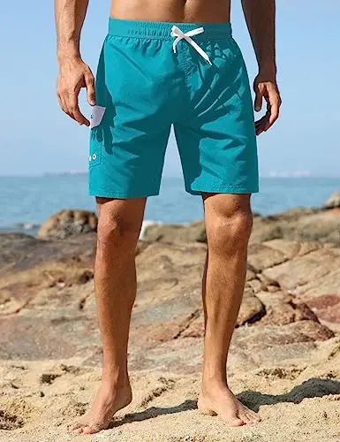 Nonwe Men's Swim Trunks with Compression Liner Quick Dry Water Sport Surf Beach Shorts with Pocket - 2