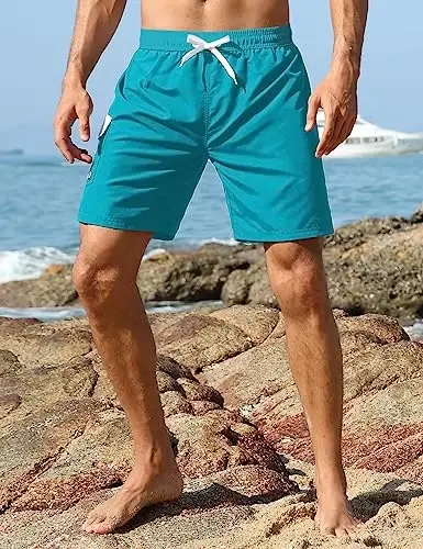 Nonwe Men's Swim Trunks with Compression Liner Quick Dry Water Sport Surf Beach Shorts with Pocket - 3