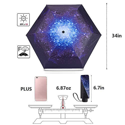 NOOFORMER mini Sayohat quyosh va yomg'ir soyabon - Erkaklar va ayollar uchun 95% UV himoyasi bilan engil ixcham soyabonlar, turli ranglarda - 2