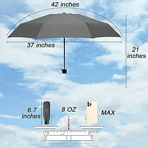 NOOFORMER Mini Travel Sun&rain Umbrella - Lightweight Compact Parasol Umbrellas with 95% UV Protection for Men Women Multiple Colors - NOOFORMER (1)