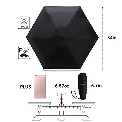 NOOFORMER Mini Travel Sun&rain Umbrella - Lightweight Compact Parasol Umbrellas with 95% UV Protection for Men Women Multiple Colors - 2