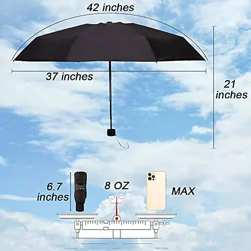 NOOFORMER mini Travel sun&rain Umbrella - Lightweight Compact Parasol Umbrellas with 95% UV Protection for Men Women Multiple Colors - 2