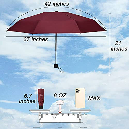 NOOFORMER mini Travel sun&rain Umbrella - Lightweight Compact Parasol Umbrellas with 95% UV Protection for Men Women Multiple Colors - 2