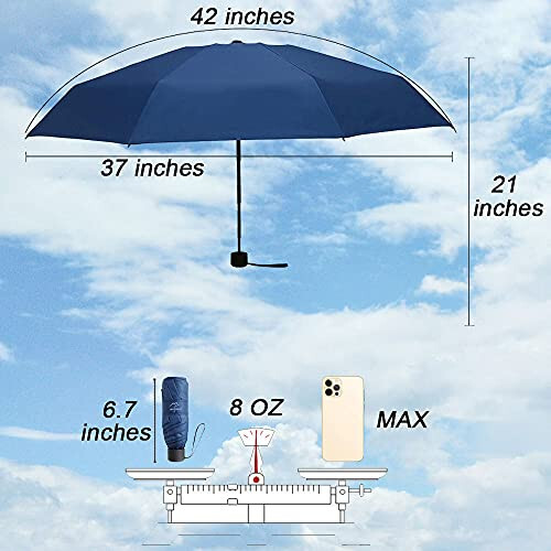 NOOFORMER mini Travel sun&rain Umbrella - Lightweight Compact Parasol Umbrellas with 95% UV Protection for Men Women Multiple Colors - 2