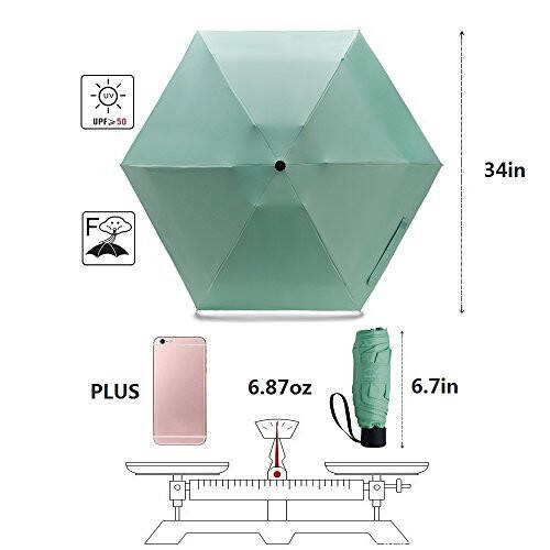 NOOFORMER мини-зонтик для путешествий от солнца и дождя - легкие компактные зонтики-паросоли с 95% защитой от ультрафиолета для мужчин и женщин, множество цветов - 2