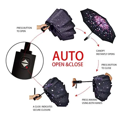 NOORNY Inverted Umbrella Double Layer Automatic Folding Reserve Umbrella Windproof UV Protection for Rain Car Travel Outdoor Men Women 
