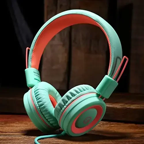noot products Kids Headphones K11 Foldable Stereo Tangle-Free 5ft Long Cord 3.5mm Jack Plug in Wired On-Ear Headset for iPad/Amazon Kindle,Fire/Boys/Girls/School/Tablet/Laptop(Mint/Coral) - 6