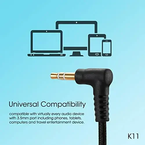 noot products Kids Headphones K11 Foldable Stereo Tangle-Free 5ft Long Cord 3.5mm Jack Plug in Wired On-Ear Headset for iPad/Amazon Kindle,Fire/Boys/Girls/School/Laptop/Travel/Plane/Tablet (Black) - 6