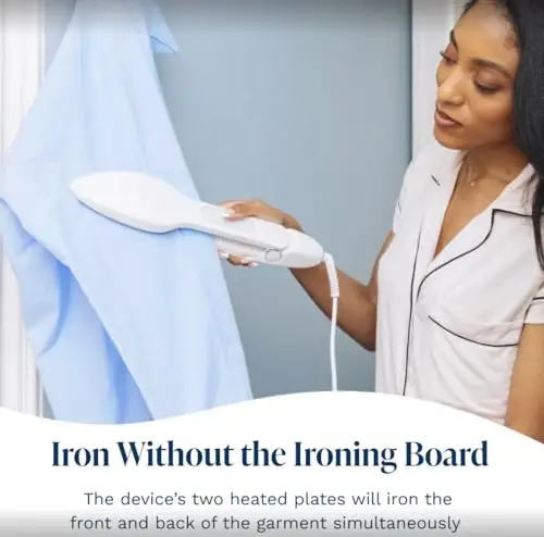 Nori Press Travel Steam Iron - Handheld Iron With Optional Steam Feature - No Ironing Board Required - Easy to Use w/ 6 Fabric Settings - Removes Wrinkles - User Manual Included - Navy - 3