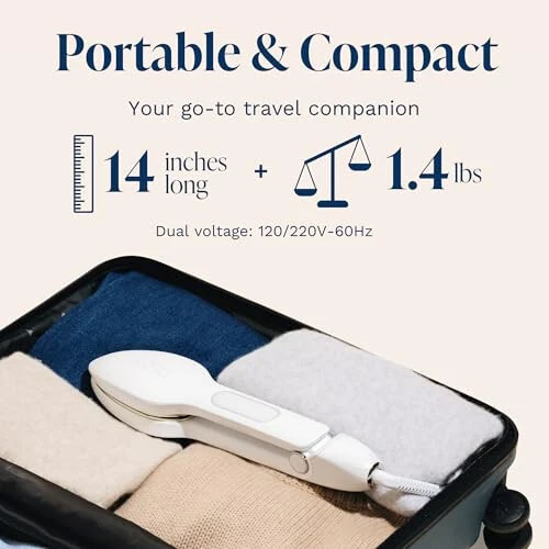 NORI Press Travel Steam Iron | Lightweight, Portable, Handheld Travel Iron With Steam | Easy to Use w/ 6 Fabric Settings & 8ft Cord | Optional Steam Feature | Apartment and Dorm Room Essentials, White - 3
