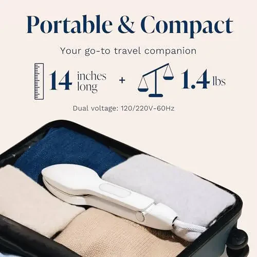 NORI Press Travel Steam Iron | Lightweight, Portable, Handheld Travel Iron With Steam | Easy to Use w/ 6 Fabric Settings & 8ft Cord | Optional Steam Feature | Apartment and Dorm Room Essentials, White - 3
