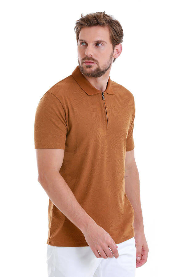 Норка Regular Fit жаккардовая рубашка-поло с молнией - 3
