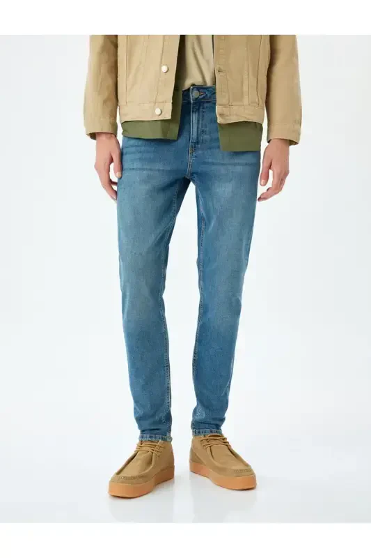 Normal Bel Cepli Pamuklu Skinny Fit Kot Pantolon - Michael Jean - 3