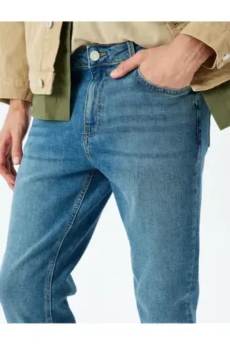 Normal Bel Cepli Pamuklu Skinny Fit Kot Pantolon - Michael Jean - 5