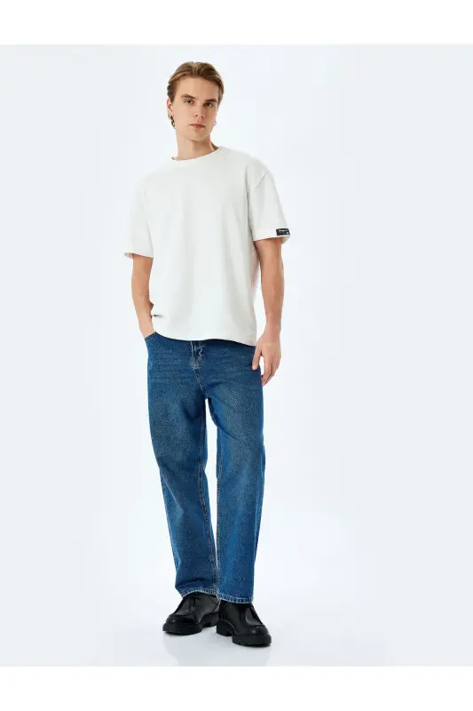Normal Bel Pamukli Bol Baggy Jean Shim-Indigo - 1