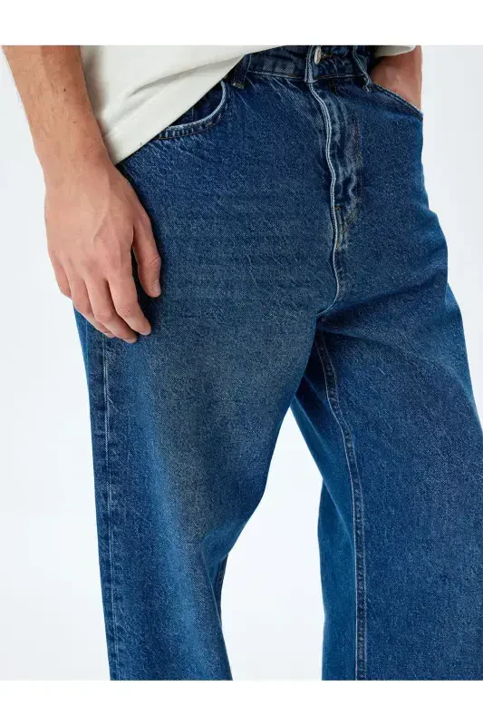 Normal Bel Pamukli Bol Baggy Jean Shim-Indigo - 5